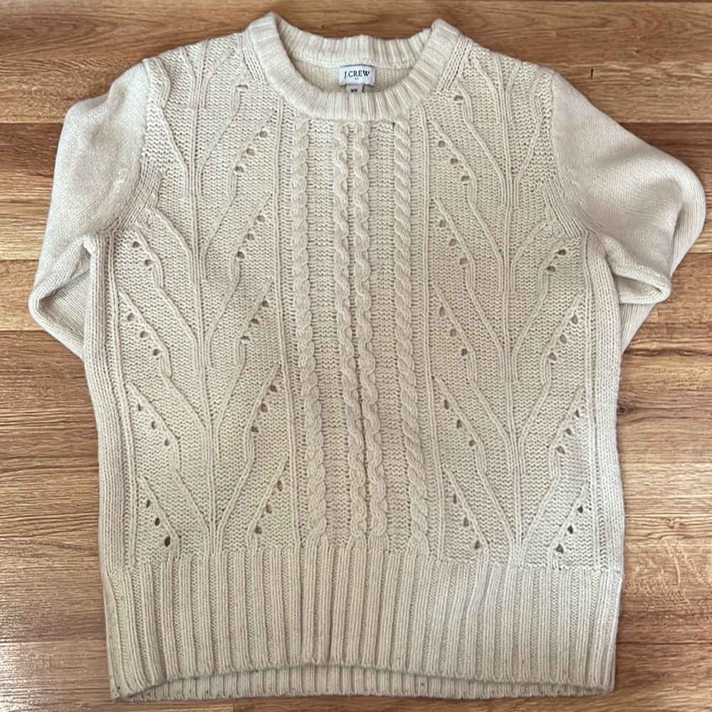 Long sleeve cream knit sweater jcrew